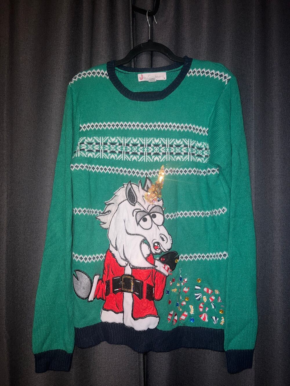 Ugly Christmas Sweater Xmas Size Medium Unicorn